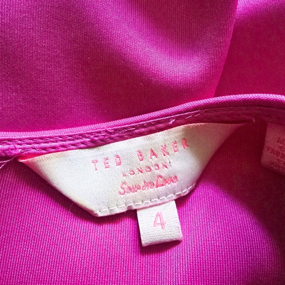 TED BAKER London Sew In Love Mitton Scuba Sleeveless Skater Dress Hot Pink 4/10 - Picture 8 of 8